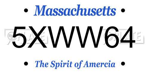 5XWW64 Massachusetts License Plate