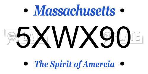 5XWX90 Massachusetts License Plate