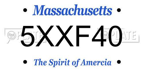 5XXF40 Massachusetts License Plate