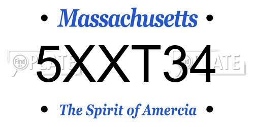 5XXT34 Massachusetts License Plate