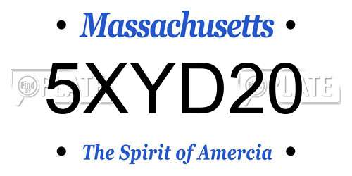 5XYD20 Massachusetts License Plate