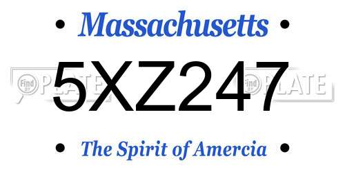 5XZ247 Massachusetts License Plate
