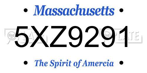 5XZ9291 Massachusetts License Plate