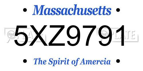 5XZ9791 Massachusetts License Plate