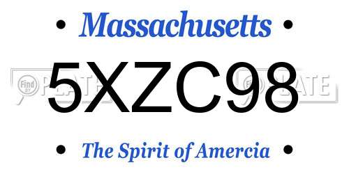 5XZC98 Massachusetts License Plate