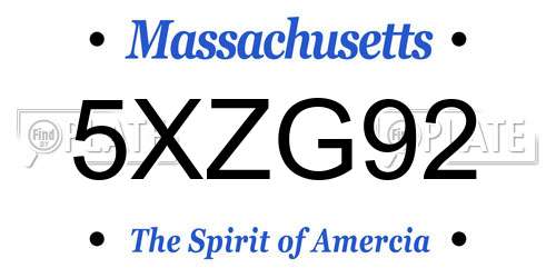 5XZG92 Massachusetts License Plate