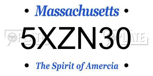 5XZN30 Massachusetts License Plate
