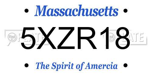 5XZR18 Massachusetts License Plate