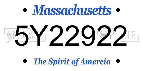 5Y22922 Massachusetts License Plate