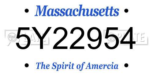 5Y22954 Massachusetts License Plate
