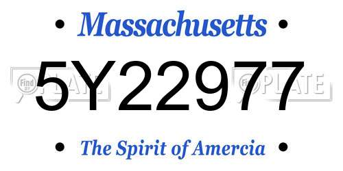 5Y22977 Massachusetts License Plate
