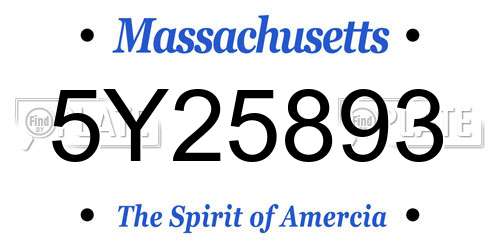 5Y25893 Massachusetts License Plate
