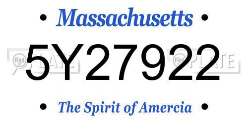 5Y27922 Massachusetts License Plate