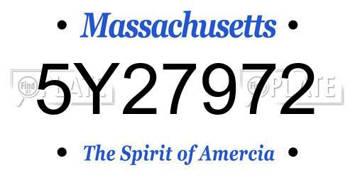 5Y27972 Massachusetts License Plate