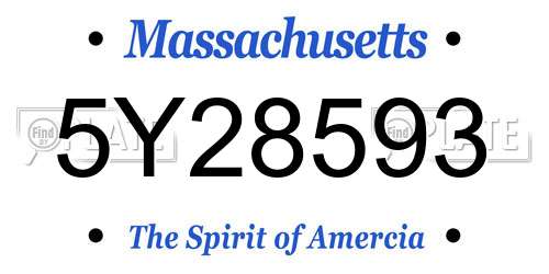 5Y28593 Massachusetts License Plate