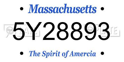 5Y28893 Massachusetts License Plate