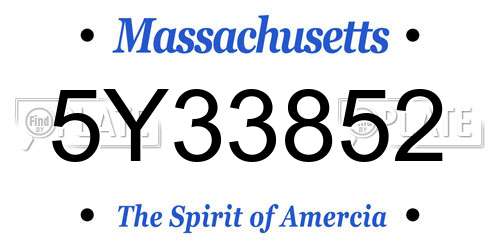 5Y33852 Massachusetts License Plate