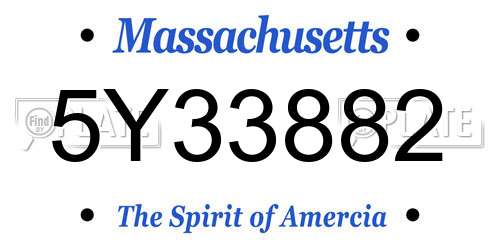 5Y33882 Massachusetts License Plate