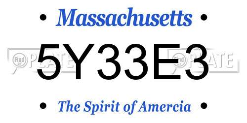 5Y33E3 Massachusetts License Plate