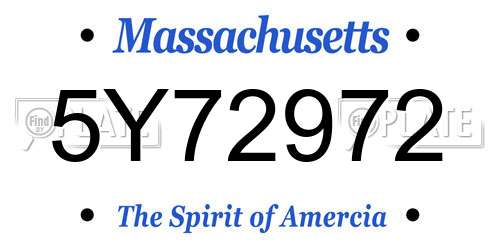 5Y72972 Massachusetts License Plate