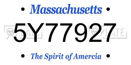 5Y77927 Massachusetts License Plate