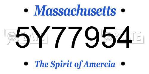 5Y77954 Massachusetts License Plate