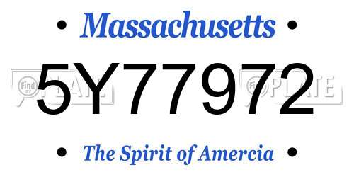 5Y77972 Massachusetts License Plate