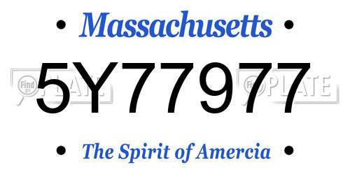5Y77977 Massachusetts License Plate