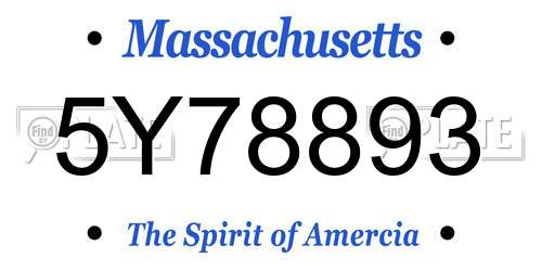 5Y78893 Massachusetts License Plate