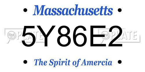 5Y86E2 Massachusetts License Plate