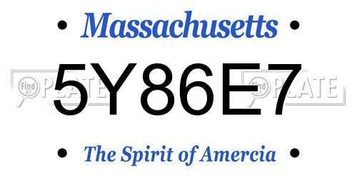 5Y86E7 Massachusetts License Plate