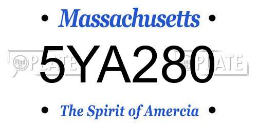 5YA280 Massachusetts License Plate