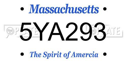5YA293 Massachusetts License Plate