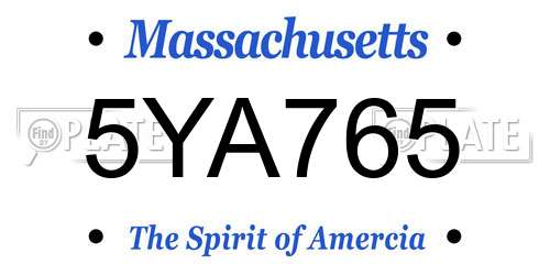 5YA765 Massachusetts License Plate