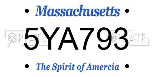 5YA793 Massachusetts License Plate