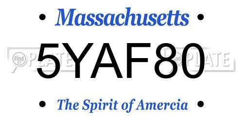 5YAF80 Massachusetts License Plate