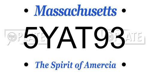 5YAT93 Massachusetts License Plate