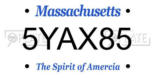 5YAX85 Massachusetts License Plate