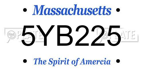 5YB225 Massachusetts License Plate