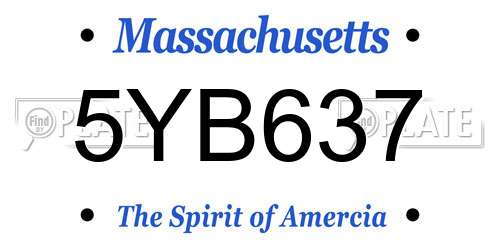 5YB637 Massachusetts License Plate