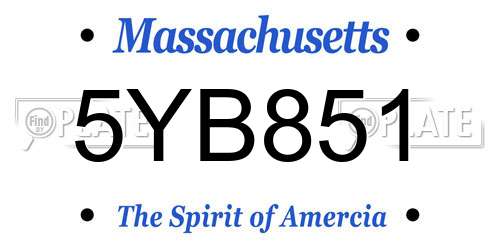 5YB851 Massachusetts License Plate