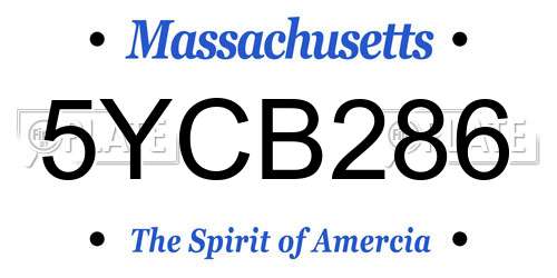 5YCB286 Massachusetts License Plate