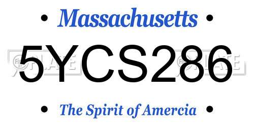 5YCS286 Massachusetts License Plate