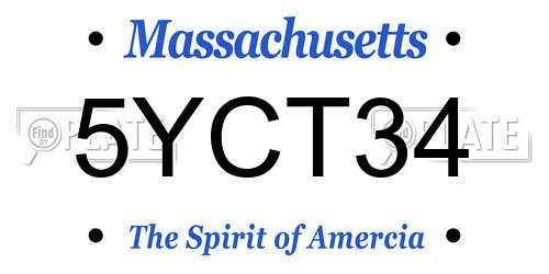 5YCT34 Massachusetts License Plate