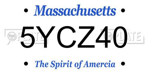 5YCZ40 Massachusetts License Plate