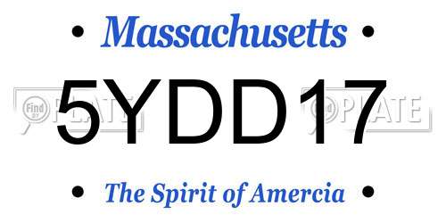 5YDD17 Massachusetts License Plate