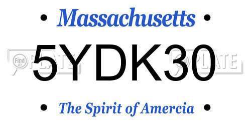 5YDK30 Massachusetts License Plate