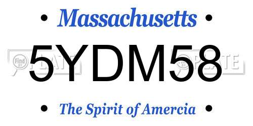 5YDM58 Massachusetts License Plate