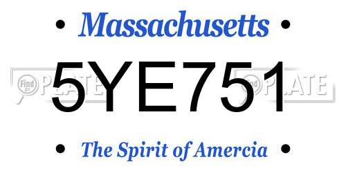 5YE751 Massachusetts License Plate