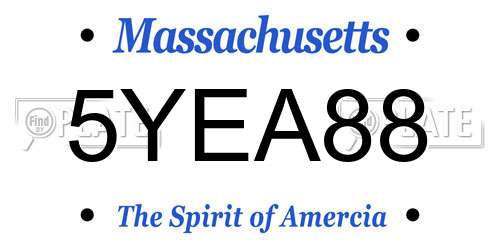 5YEA88 Massachusetts License Plate